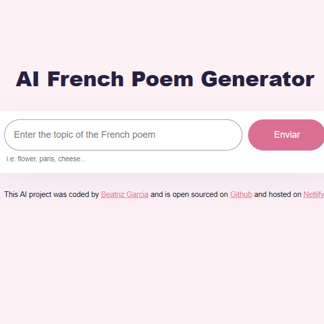 search engine for a french poem generator