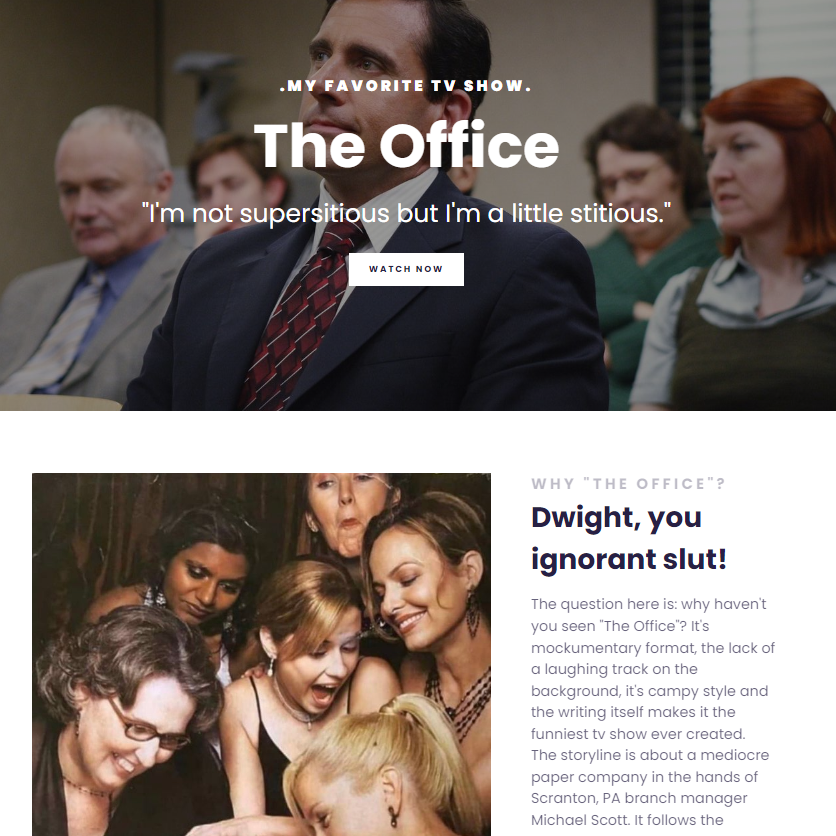 landing page about the show the office